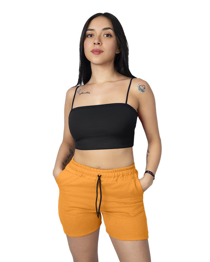Pantaloneta para mujer en burda esencial mostaza