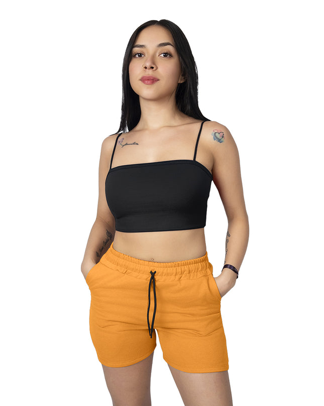Pantaloneta para mujer en burda esencial mostaza
