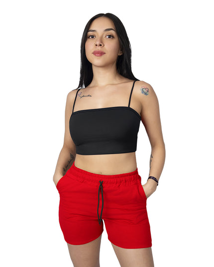 Pantaloneta para mujer en burda esencial roja
