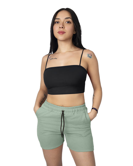Pantaloneta para mujer en burda esencial verde oliva