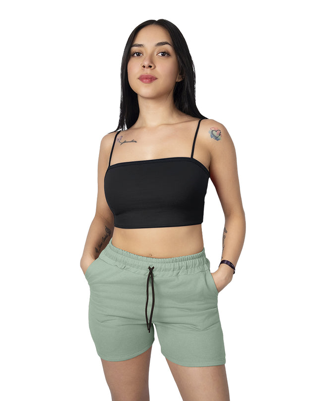 Pantaloneta para mujer en burda esencial verde oliva