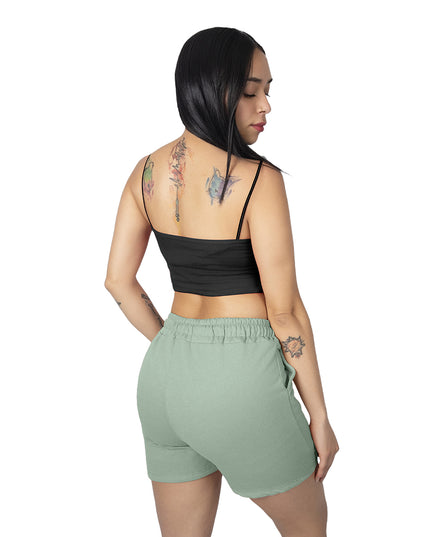 Pantaloneta para mujer en algodon esencial verde oliva