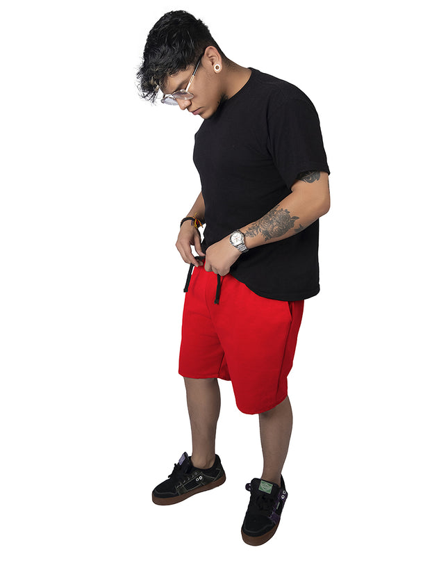 Pantaloneta para hombre en burda rojo