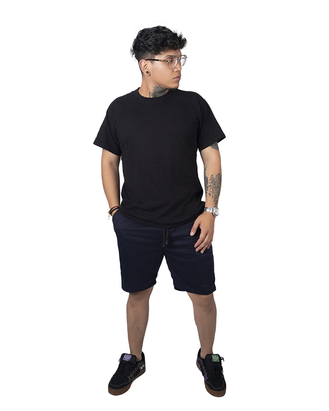 Pantaloneta para hombre en algodon esencial azul oscuro