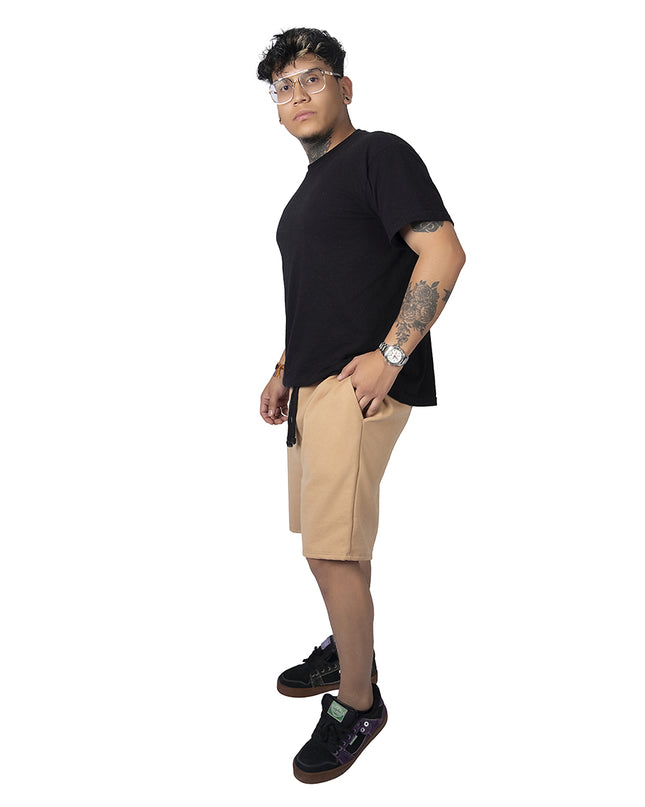 Pantaloneta para hombre en burda camel