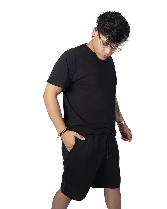 Pantaloneta para hombre en burda negro
