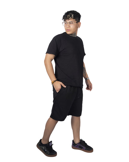 Pantaloneta para hombre en burda negro