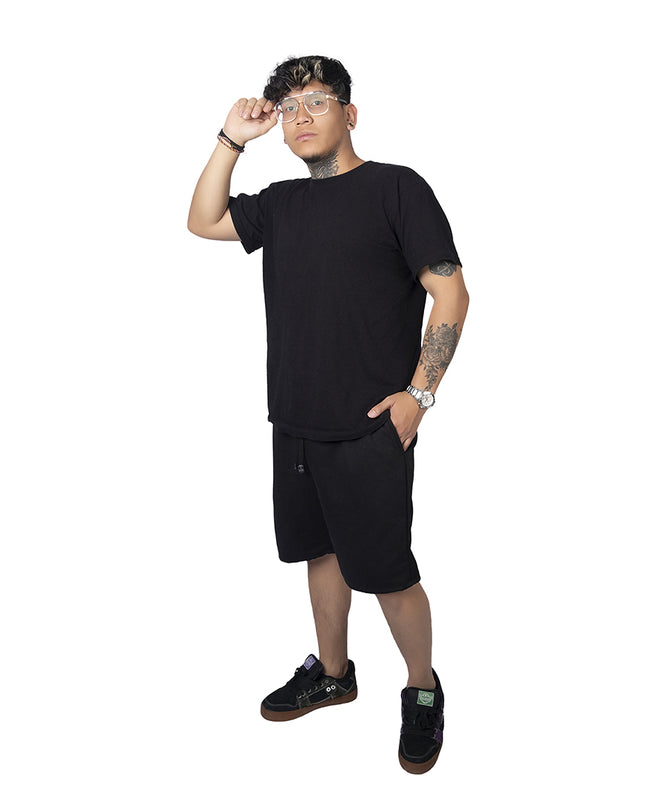 Pantaloneta para hombre en burda negro