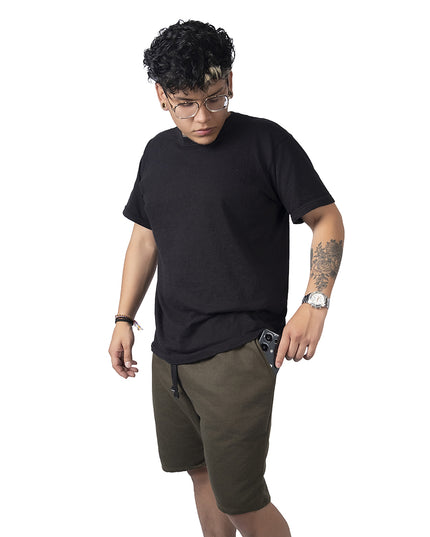 Pantaloneta para hombre en algodon esencial verde militar