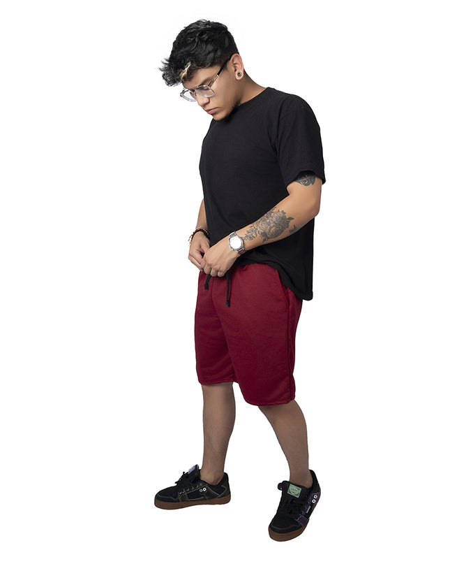 Pantaloneta para hombre en burda vinotinto