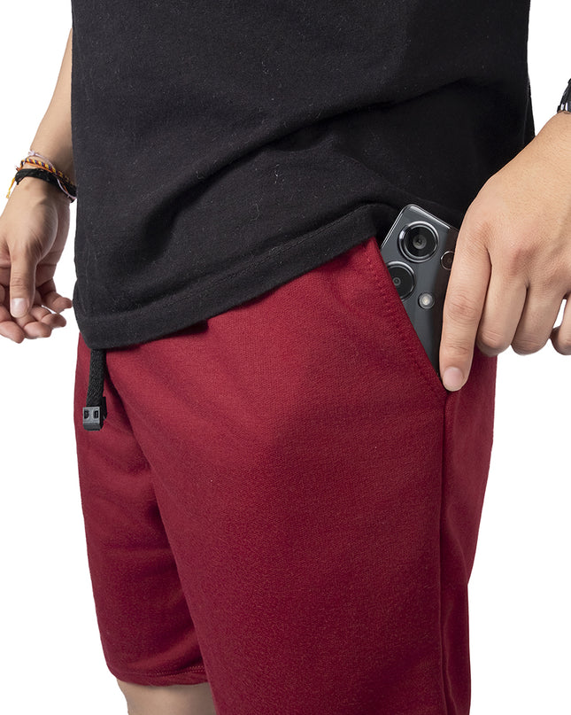 Pantaloneta para hombre en burda vinotinto