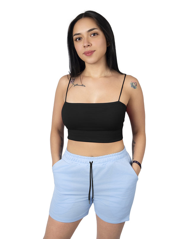 Pantaloneta para mujer en burda esencial azul claro