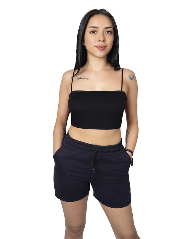 Pantaloneta para mujer en algodon esencial azul oscuro