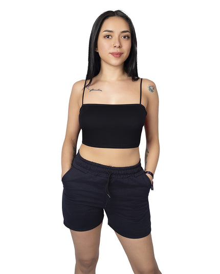 Pantaloneta para mujer en burda esencial azul oscuro