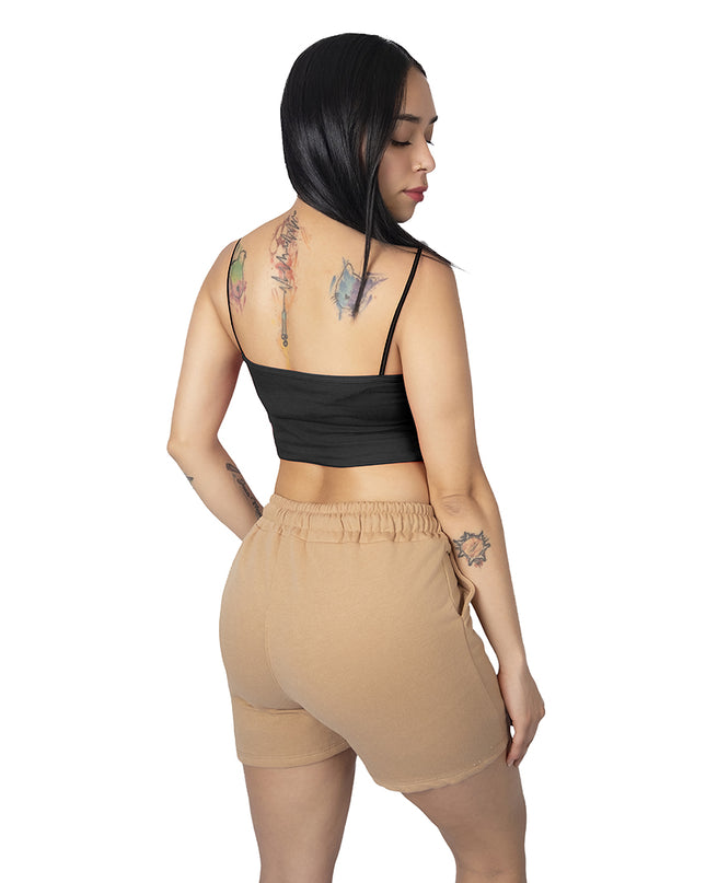 Pantaloneta para mujer en algodon esencial camel