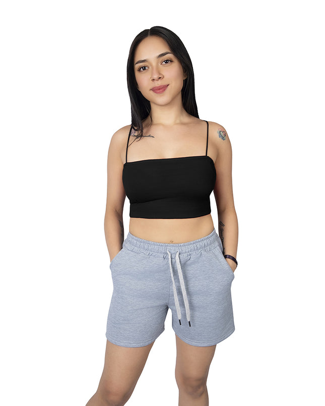 Pantaloneta para mujer en algodon esencial gris clara