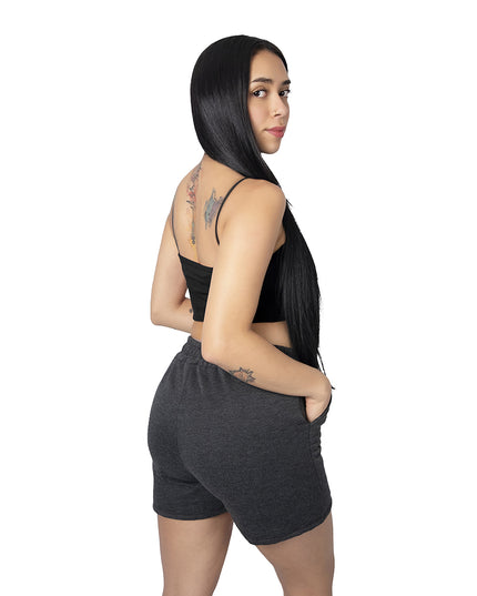 Pantaloneta para mujer en burda esencial gris oscuro