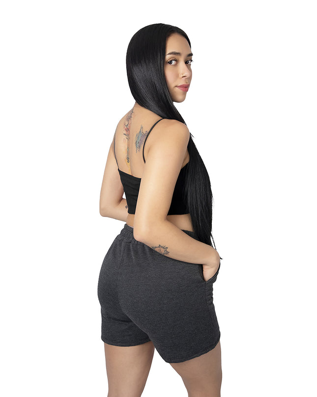 Pantaloneta para mujer en burda esencial gris oscuro