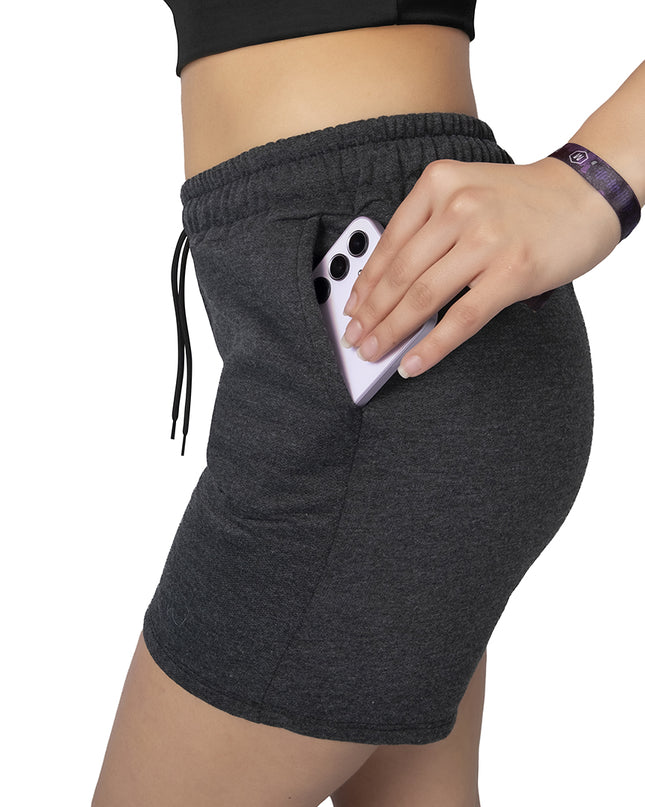 Pantaloneta para mujer en algodon esencial gris oscura