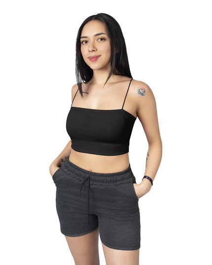 Pantaloneta para mujer en burda esencial gris oscuro