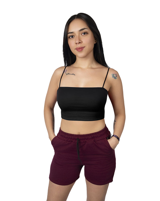 Pantaloneta para mujer en algodon esencial vinotinto