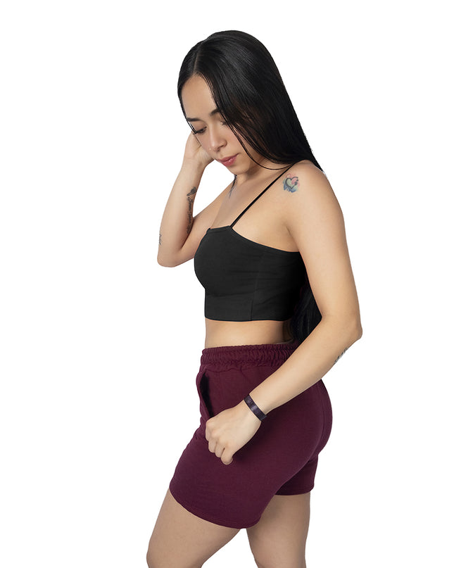 Pantaloneta para mujer en algodon esencial vinotinto